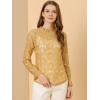 imageAllegra K Womens Elegant See Through Top Ruffle Frill Neck Long Sleeve Floral Lace BlouseYellow1
