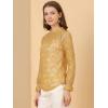 imageAllegra K Womens Elegant See Through Top Ruffle Frill Neck Long Sleeve Floral Lace BlouseYellow1