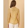 imageAllegra K Womens Elegant See Through Top Ruffle Frill Neck Long Sleeve Floral Lace BlouseYellow1