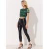 imageAllegra K Womens Sequin Shiny Glitter Crop Top Christmas Short Sleeves Sexy Party Tassel TShirtGreen
