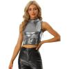 imageAllegra K Metallic Crop Top for Womens Sleeveless Sparkly Sequin TopsDark Silver