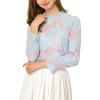 imageAllegra K Womens Elegant See Through Top Ruffle Frill Neck Long Sleeve Floral Lace BlousePinkblue