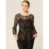 imageAllegra K Womens Elegant Tie Waist Long Sleeve Top Lace Peplum BlousesGreen