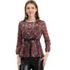 imageAllegra K Womens Elegant Tie Waist Long Sleeve Top Lace Peplum BlousesWine