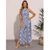imageAllegra K Casual Sleeveless Jumpsuit for Womens Boho Pattern Tie Halter Neck Beach Slit Wide Leg PantsBlue
