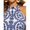 imageAllegra K Casual Sleeveless Jumpsuit for Womens Boho Pattern Tie Halter Neck Beach Slit Wide Leg PantsBlue