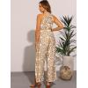 imageAllegra K Casual Sleeveless Jumpsuit for Womens Boho Pattern Tie Halter Neck Beach Slit Wide Leg PantsKhaki
