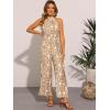 imageAllegra K Casual Sleeveless Jumpsuit for Womens Boho Pattern Tie Halter Neck Beach Slit Wide Leg PantsKhaki