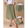 imageAllegra K Cotton Linen Casual Skirt for Womens High Elastic Waist ALine Midi Skirts with PocketsArmy Green
