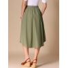 imageAllegra K Cotton Linen Casual Skirt for Womens High Elastic Waist ALine Midi Skirts with PocketsArmy Green