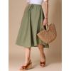 imageAllegra K Cotton Linen Casual Skirt for Womens High Elastic Waist ALine Midi Skirts with PocketsArmy Green