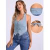 imageAllegra K Denim Vest for Womens Button Front Halter Neck Jean WaistcoatLight Blue