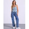 imageAllegra K Denim Vest for Womens Button Front Halter Neck Jean WaistcoatLight Blue