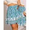 imageAllegra K Floral Skirts for Womens Pleated Flared ALine High Elastic Waist Casual Short Mini Boho SkirtBlue