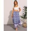 imageAllegra K Summer Boho Maxi Skirts for Womens Floral Flowy Ruffle Skirt with Pockets ALine Tiered Long SkirtsBlue Purple
