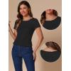 imageAllegra K Summer Textured Top for Womens Crew Neck Knit Short Sleeve BlouseBlack