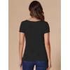 imageAllegra K Summer Textured Top for Womens Crew Neck Knit Short Sleeve BlouseBlack