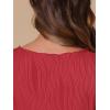 imageAllegra K Summer Textured Top for Womens Crew Neck Knit Short Sleeve BlouseRed