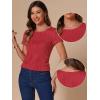 imageAllegra K Summer Textured Top for Womens Crew Neck Knit Short Sleeve BlouseRed