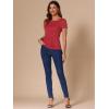 imageAllegra K Summer Textured Top for Womens Crew Neck Knit Short Sleeve BlouseRed