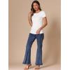 imageAllegra K Summer Textured Top for Womens Crew Neck Knit Short Sleeve BlouseWhite