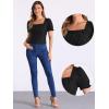 imageAllegra K Tops for Womens Square Neck Ruffle Short Sleeve Summer Casual T ShirtsBlack