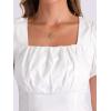 imageAllegra K Tops for Womens Square Neck Ruffle Short Sleeve Summer Casual T ShirtsWhite