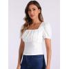 imageAllegra K Tops for Womens Square Neck Ruffle Short Sleeve Summer Casual T ShirtsWhite