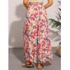 imageAllegra K Tropical Pants for Womens Boho Elastic Waisted Flare Palazzo Wide Leg PantsWhite Red