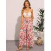 imageAllegra K Tropical Pants for Womens Boho Elastic Waisted Flare Palazzo Wide Leg PantsWhite Red