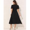 imageAllegra K VNeck Dress for Womens Short Sleeve Casual Dresses Elastic Waist Solid Elegant Maxi ALine DressBlack