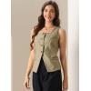 imageAllegra K Vest Tops for Womens Button Down Dressy Suit BlazerKhaki