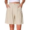 imageAllegra K Bermuda Shorts for Womens High Waisted Linen Wide Leg Elastic Waist Dressy Casual Summer ShortsApricot