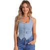 imageAllegra K Denim Vest for Womens Button Front Halter Neck Jean WaistcoatLight Blue