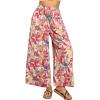 imageAllegra K Tropical Pants for Womens Boho Elastic Waisted Flare Palazzo Wide Leg PantsWhite Red