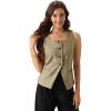 imageAllegra K Vest Tops for Womens Button Down Dressy Suit BlazerKhaki