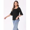 imageAllegra K 34 Bell Sleeve Tops for Womens Summer Dressy Casual Square Neck Blouse ShirtBlack