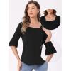 imageAllegra K 34 Bell Sleeve Tops for Womens Summer Dressy Casual Square Neck Blouse ShirtBlack