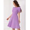 imageAllegra K ALine Work Dress for Womens Square Neck Ruched Short Sleeve DressesLavender
