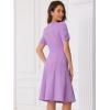 imageAllegra K ALine Work Dress for Womens Square Neck Ruched Short Sleeve DressesLavender