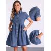imageAllegra K Denim Dress for Womens Casual Short Sleeve Button Down Babydoll Jean Shirt Dress with PocketsBlue