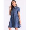 imageAllegra K Denim Dress for Womens Casual Short Sleeve Button Down Babydoll Jean Shirt Dress with PocketsBlue