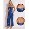 imageAllegra K Glitter V Neck Jumpsuit for Womens Sleeveless Spaghetti Strap Cami Romper Jumpsuits Party Clubwear BodysuitBlue