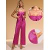 imageAllegra K Glitter V Neck Jumpsuit for Womens Sleeveless Spaghetti Strap Cami Romper Jumpsuits Party Clubwear BodysuitHot Pink