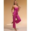 imageAllegra K Glitter V Neck Jumpsuit for Womens Sleeveless Spaghetti Strap Cami Romper Jumpsuits Party Clubwear BodysuitHot Pink