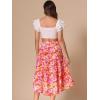 imageAllegra K Midi Floral Skirt for Womens Elastic High Waist Asymmetrical Hem SkirtPink