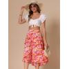 imageAllegra K Midi Floral Skirt for Womens Elastic High Waist Asymmetrical Hem SkirtPink