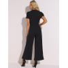 imageAllegra K One Piece Outfits for Womens Casual Crewneck Mesh Sheer Wide Leg JumpsuitBlack