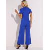 imageAllegra K One Piece Outfits for Womens Casual Crewneck Mesh Sheer Wide Leg JumpsuitRoyal Blue