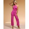 imageAllegra K Party Jumpsuit for Womens Halter Neck Sleeveless High Waist Wide Legs RompersHot Pink